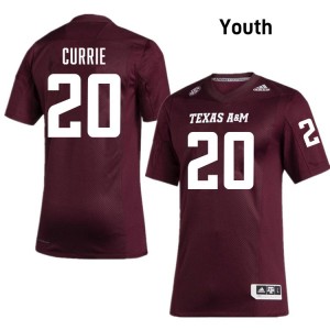 Youth Adonyss Currie Maroon Texas A&M Aggies #20 College Football NCAA Jersey 196395-943