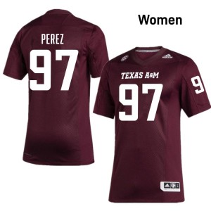 Women's Alessandro Perez Maroon Texas A&M Aggies #97 College Football Stitched Jerseys 373614-624