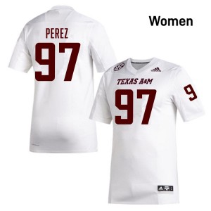 Women Alessandro Perez White Texas A&M Aggies #97 College Football Alumni Jerseys 539275-230