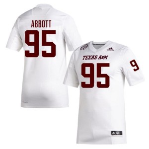 Mens Alex Abbott White Texas A&M Aggies #95 College Football Player Jersey 721486-794