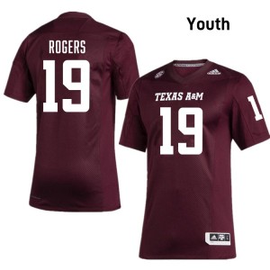 Youth Bravion Rogers Maroon Texas A&M Aggies #19 College Football Official Jersey 641684-102