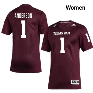 Womens Bryce Anderson Maroon Texas A&M Aggies #1 College Football Stitched Jersey 662060-422