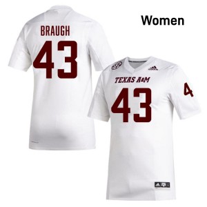 Womens Carter Braugh White Texas A&M Aggies #43 College Football Game Jersey 952385-460
