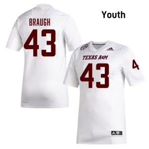 Youth Carter Braugh White Texas A&M Aggies #43 College Football 2025 Jerseys 869125-309
