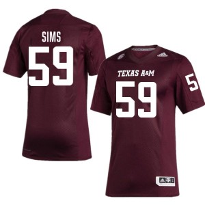 Mens Chace Sims Maroon Texas A&M Aggies #59 College Football High School Jersey 796993-788