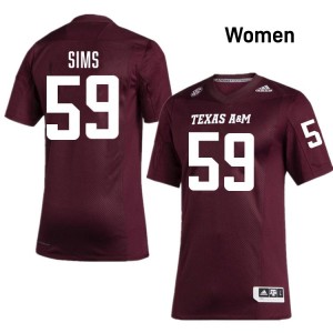 Women Chace Sims Maroon Texas A&M Aggies #59 College Football Official Jerseys 754033-998