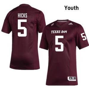 Youth DJ Hicks Maroon Texas A&M Aggies #5 College Football 2025-26 Jersey 645259-916