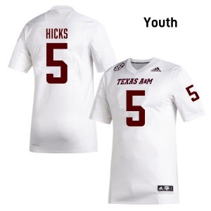 Youth DJ Hicks White Texas A&M Aggies #5 College Football Official Jersey 995249-235