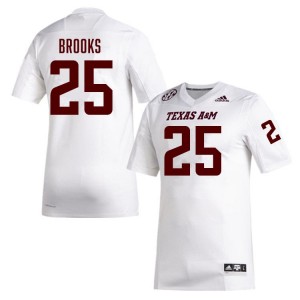 Mens Dalton Brooks White Texas A&M Aggies #25 College Football Player Jersey 813639-759