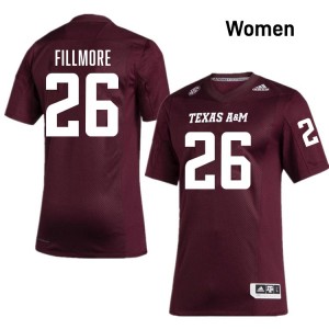 Women Dashawn Fillmore Maroon Texas A&M Aggies #26 College Football University Jersey 902272-429