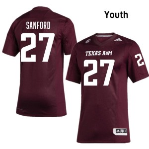 Youth Daymion Sanford Maroon Texas A&M Aggies #27 College Football Stitched Jersey 770752-270