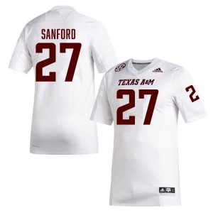Men Daymion Sanford White Texas A&M Aggies #27 College Football Player Jerseys 335104-436