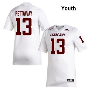 Youth Deyjhon Pettaway White Texas A&M Aggies #13 College Football High School Jerseys 698274-259