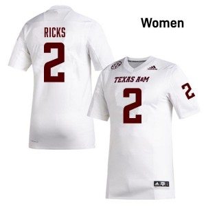 Womens Dezz Ricks White Texas A&M Aggies #2 College Football Official Jersey 716450-684