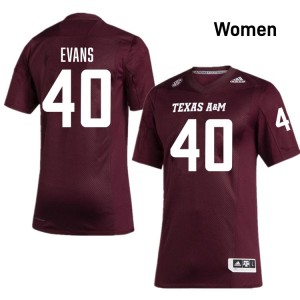 Women's Gray Evans Maroon Texas A&M Aggies #40 College Football Replica Jersey 210136-368