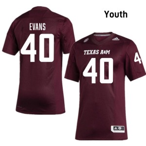 Youth Gray Evans Maroon Texas A&M Aggies #40 College Football University Jersey 876255-147