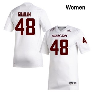Women's Jacob Graham White Texas A&M Aggies #48 College Football Alumni Jersey 389880-312