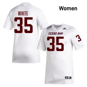 Women Jared White White Texas A&M Aggies #35 College Football University Jersey 479508-459