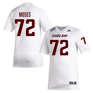 Mens Joshua Moses White Texas A&M Aggies #72 College Football University Jerseys 886430-809