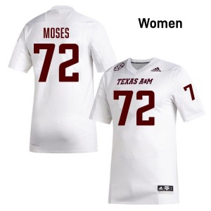 Women Joshua Moses White Texas A&M Aggies #72 College Football Game Jersey 721621-926