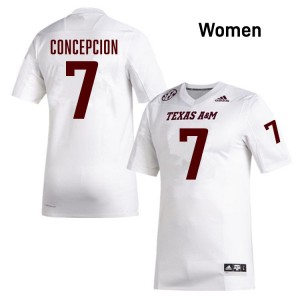 Womens KC Concepcion White Texas A&M Aggies #7 College Football Embroidery Jersey 577633-692