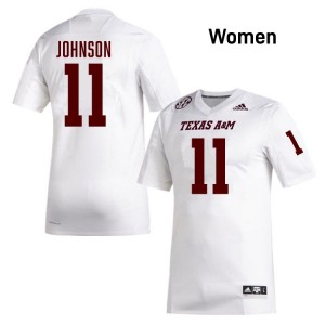 Women Kelshaun Johnson White Texas A&M Aggies #11 College Football Stitched Jersey 309357-663