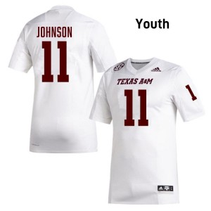 Youth Kelshaun Johnson White Texas A&M Aggies #11 College Football 2025 Jersey 903546-972