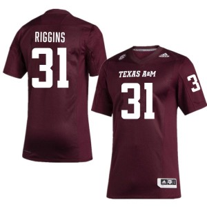 Men Kelvion Riggins Maroon Texas A&M Aggies #31 College Football University Jersey 279584-448