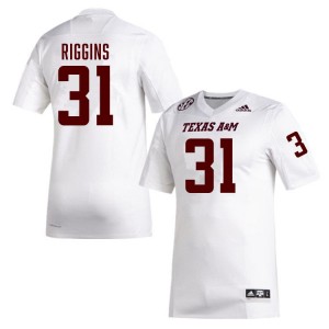 Mens Kelvion Riggins White Texas A&M Aggies #31 College Football Player Jersey 591199-918