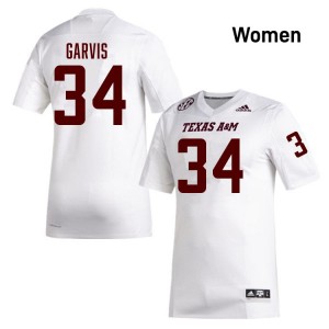 Women Kyle Garvis White Texas A&M Aggies #34 College Football Stitched Jerseys 240349-461
