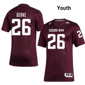 Youth Layne Gerke Maroon Texas A&M Aggies #26 College Football NCAA Jersey 537028-509