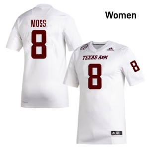 Women Le'Veon Moss White Texas A&M Aggies #8 College Football Alumni Jersey 252546-261