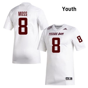 Youth Le'Veon Moss White Texas A&M Aggies #8 College Football Game Jerseys 367021-234