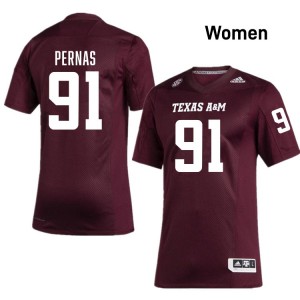 Womens Lucas Pernas Maroon Texas A&M Aggies #91 College Football Game Jersey 665976-696