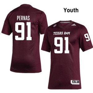 Youth Lucas Pernas Maroon Texas A&M Aggies #91 College Football High School Jerseys 476811-664