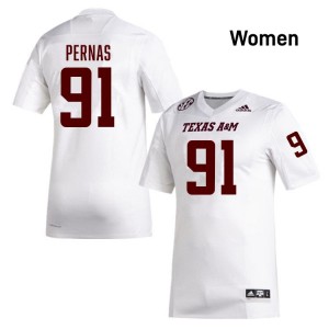 Women's Lucas Pernas White Texas A&M Aggies #91 College Football Replica Jersey 693870-905