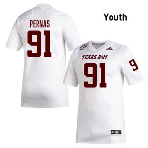 Youth Lucas Pernas White Texas A&M Aggies #91 College Football Replica Jerseys 686695-149