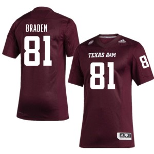 Men's Luke Braden Maroon Texas A&M Aggies #81 College Football Embroidery Jersey 570417-519