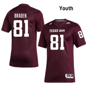 Youth Luke Braden Maroon Texas A&M Aggies #81 College Football Limited Jersey 858217-646