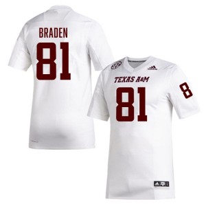 Mens Luke Braden White Texas A&M Aggies #81 College Football Game Jersey 538692-562