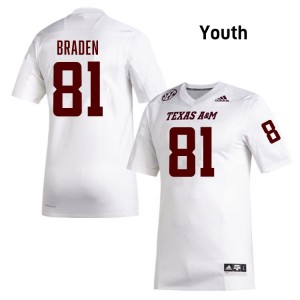Youth Luke Braden White Texas A&M Aggies #81 College Football Limited Jerseys 859140-939