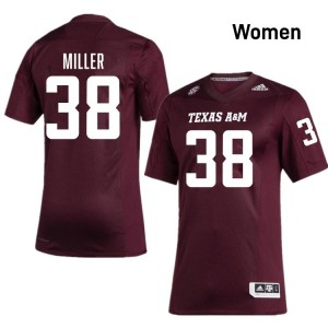 Women Luke Miller Maroon Texas A&M Aggies #38 College Football High School Jerseys 624085-612