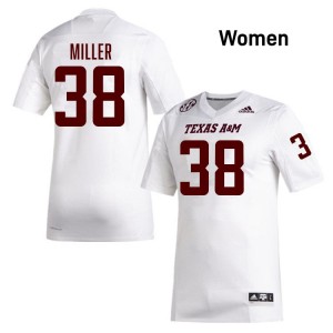 Women's Luke Miller White Texas A&M Aggies #38 College Football Stitched Jersey 322495-603