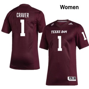 Womens Mario Craver Maroon Texas A&M Aggies #1 College Football Alumni Jerseys 887412-706