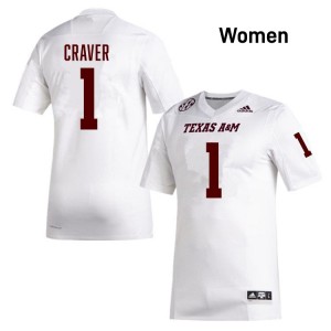 Womens Mario Craver White Texas A&M Aggies #1 College Football Official Jerseys 510889-252