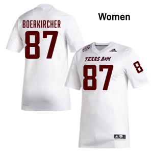 Women Nate Boerkircher White Texas A&M Aggies #87 College Football High School Jersey 924995-119