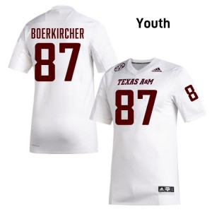 Youth Nate Boerkircher White Texas A&M Aggies #87 College Football Player Jersey 160404-621
