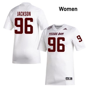 Women's Nathan Jackson White Texas A&M Aggies #96 College Football Stitched Jersey 561631-976
