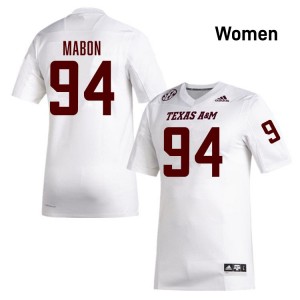 Women Nathan Mabon White Texas A&M Aggies #94 College Football High School Jerseys 278479-692