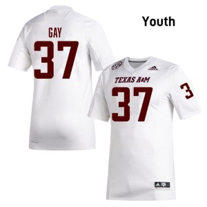 Youth Peyton Gay White Texas A&M Aggies #37 College Football Embroidery Jersey 976678-110